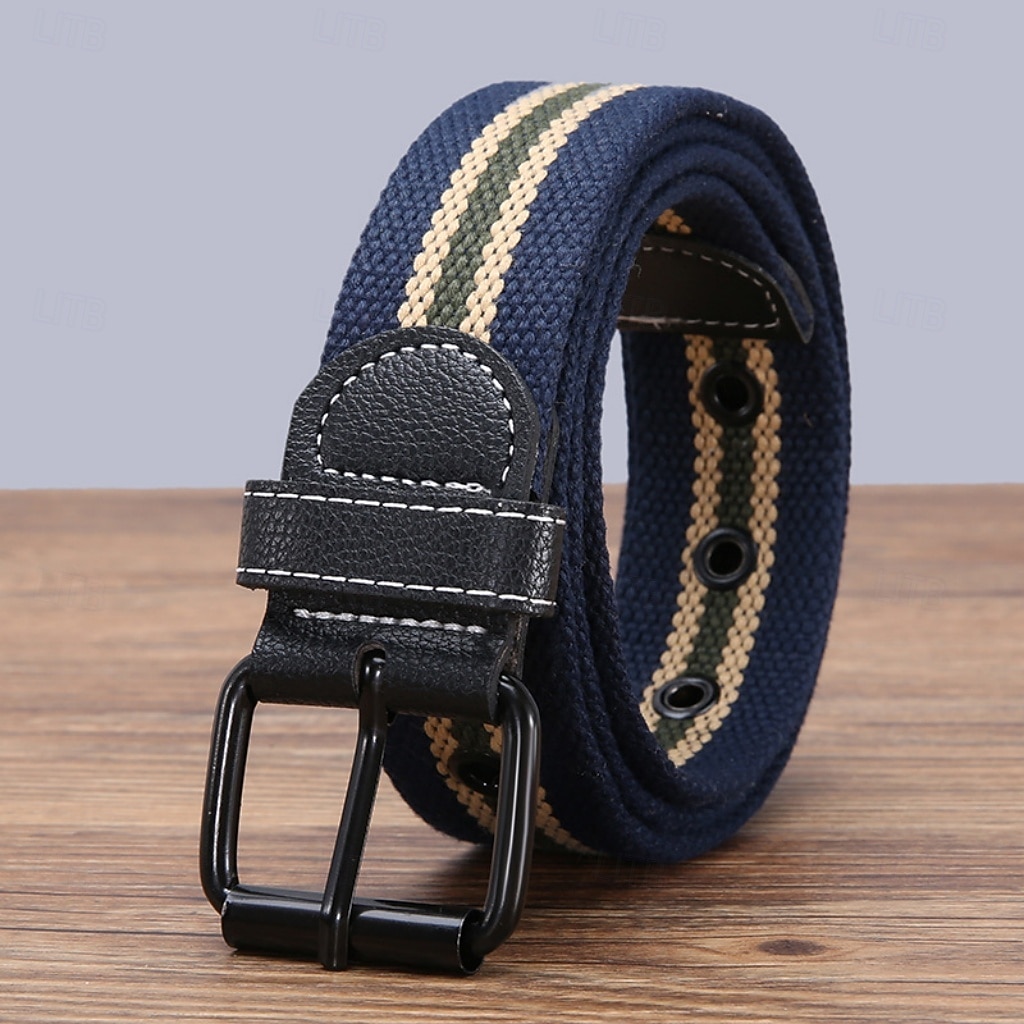 Homme Ceinture Toile Streetwear Contemporain Loisir Rayure Bleu Noir Quotidien Extérieur Ceinture Taille de 2026 ? $2.99 –P7