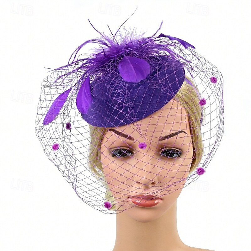 Fascinator Piume Rete Matrimonio Compleanno Vintage Carino Retrò Con Piuma Tulle Copricapo Copricapo del 2026 a $11.49 –P3