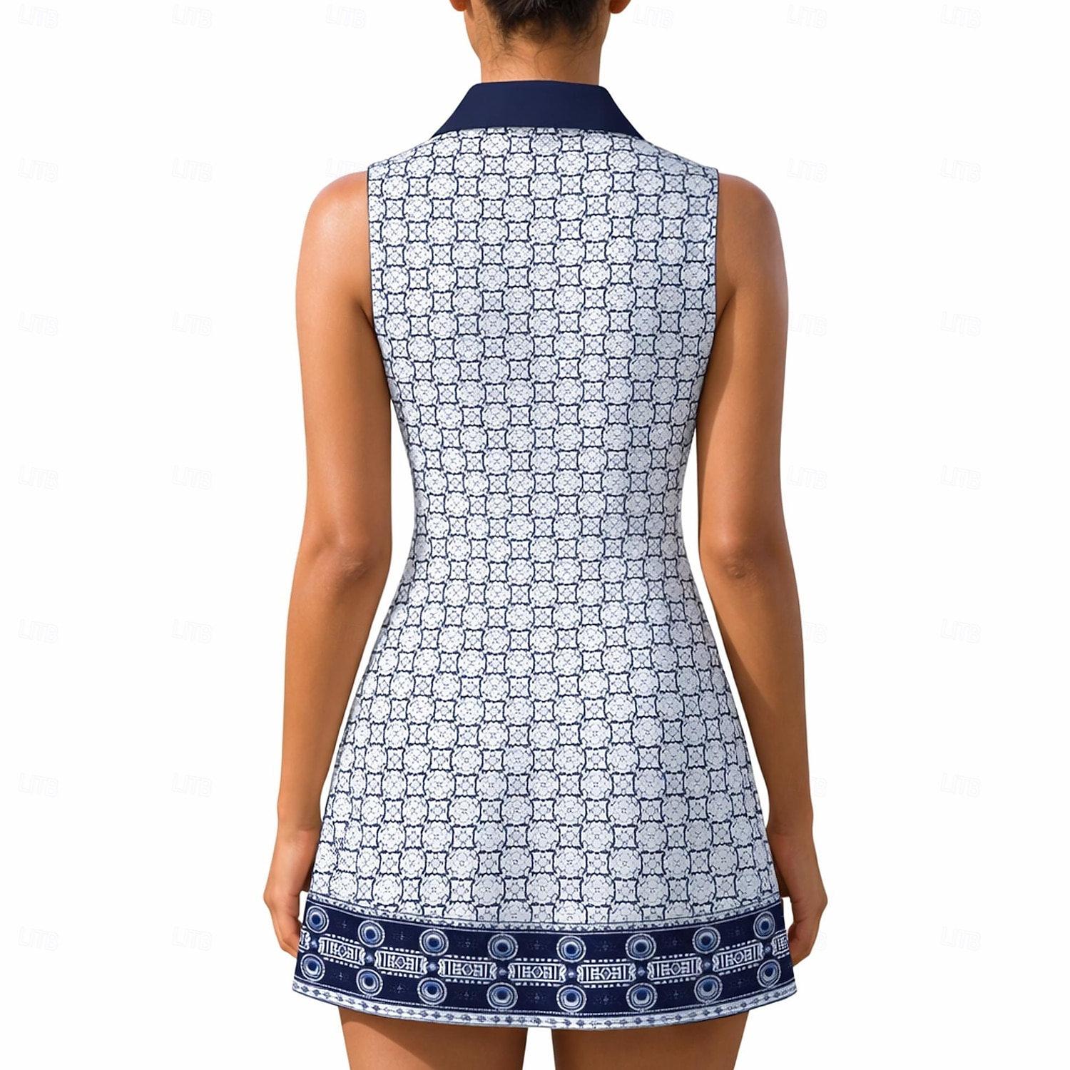 Per donna Geometrico Motivo Floreale Abito da tennis Abito sportivo Senza Maniche Floreale Traspirante Tennis Golf Badminton Colletto Polo Collo con zip Vestito Nero Rosso Blu marino scuro del 2026 a $26.99 –P2