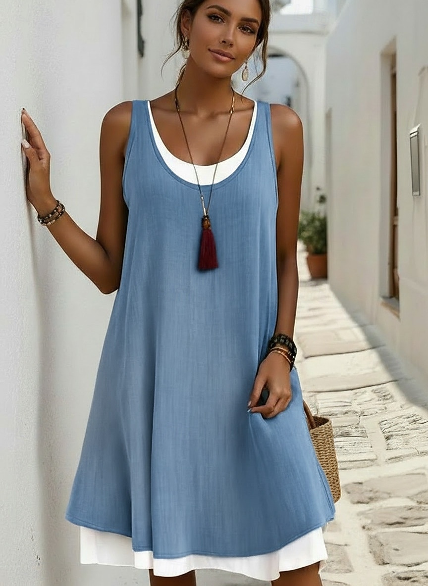Femmes Mini Robe Robe de patinage Robe d'été Basique Occasionnel Quotidien Fête Mince Uni Sans manches Col ras du cou Bleu Noir Vert Claire Gris Claire Été Printemps de 2026 ? $19.49 –P1