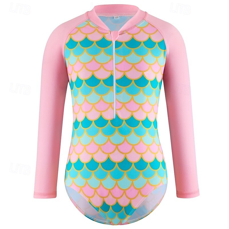 Maillot de bain Enfants Fille Extérieur Graphique Vacances Fermeture éclair Maillots de bain 4 ans et + Été Bleu Rose Claire Rose Claire de 2026 ? $21.99 –P8