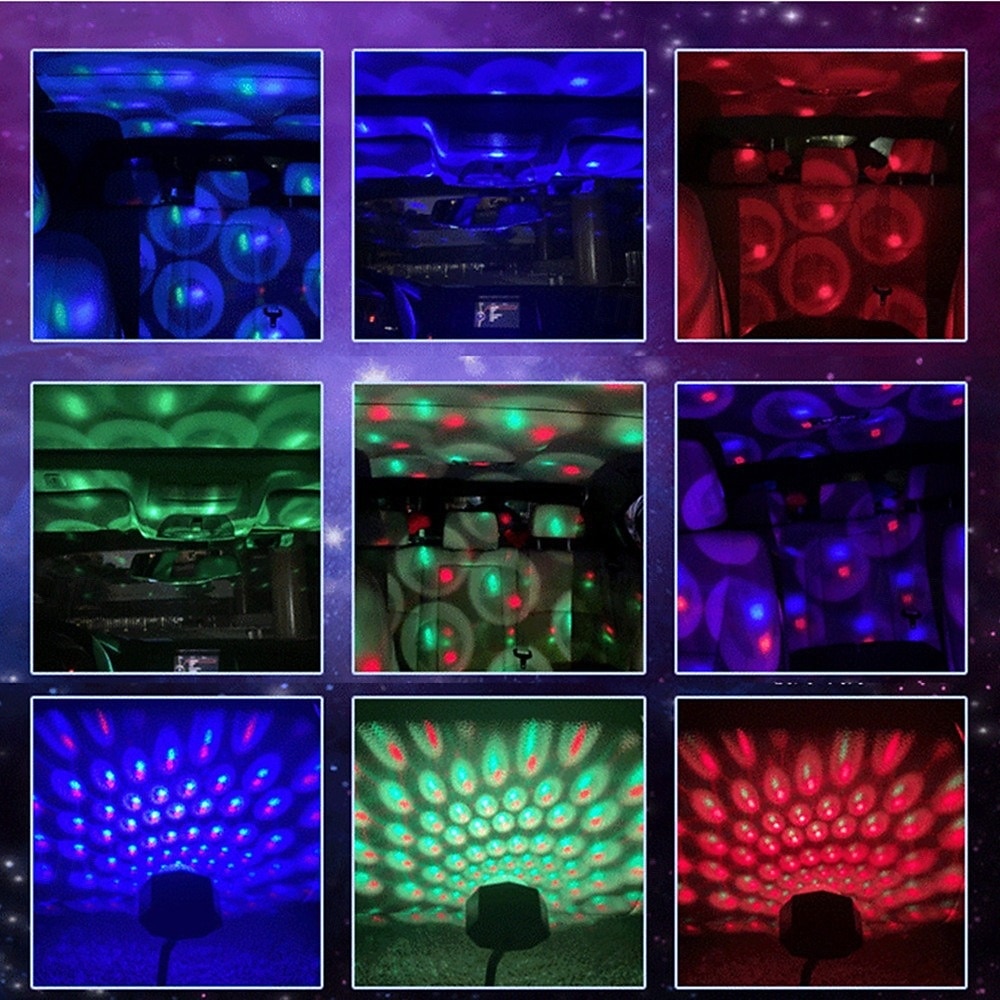 Autodakverlichting 1 stuk, usb-sterrenprojector nachtlampje, verstelbare auto-interieurverlichting, draagbare led-lampjes in 4 kleuren &Sterrenlicht met 9 functionele standen voor autodecoratie, 2026 - $10.49 –P8