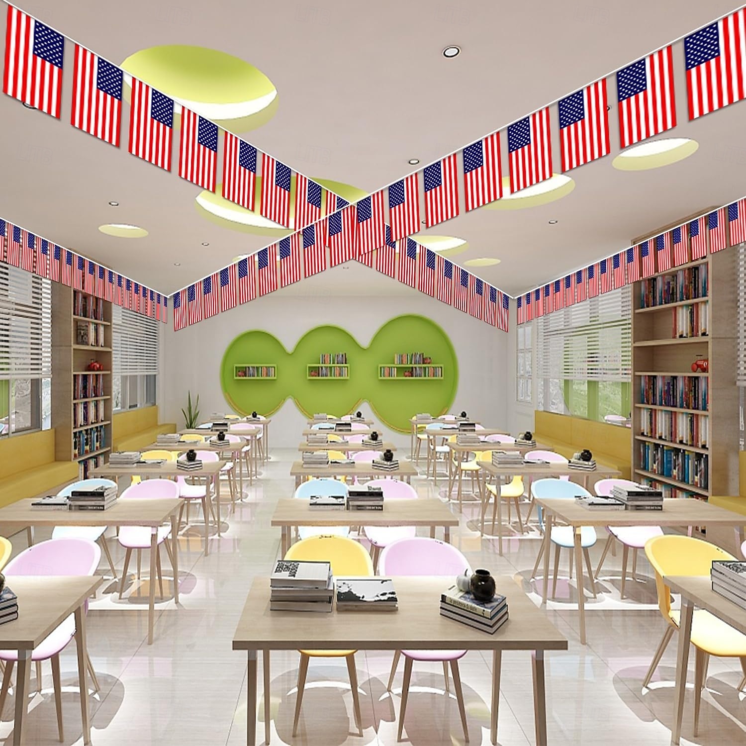 patriotisk amerikansk flagga vimpel banderoll, 50 flaggor 46 fot små mini amerikanska flaggor vimpel för 4 juli självständighetsdagen, 250-årsjubileum, minnesdagsfestdekorationer 2026 - $16.99 –P6