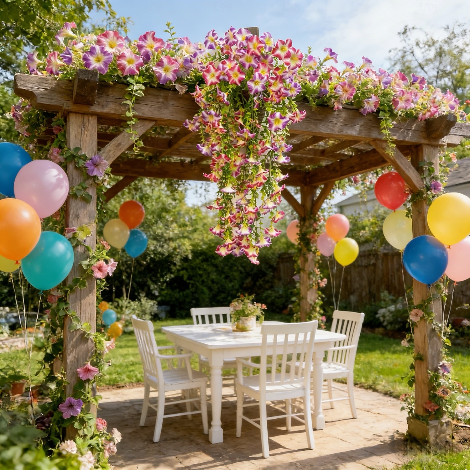 4pcs Artificial Morning Glory Vine Garland for Wedding, Home, & Outdoor Decor, Realistic Flower Hanging Vines for Garden, Patio, Wall, and Courtyard, Durable Faux Floral Décor for Wedding Decoration 2026 - $22.99 –P2