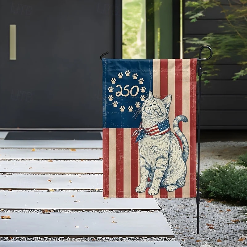 Herdenkingsvlag voor het 250-jarig jubileum van Amerika, 'America Years of Freedom', patriottische kattentuinvlag, tuin- en huisbanner voor 4 juli. 2026 - $17.99 –P2