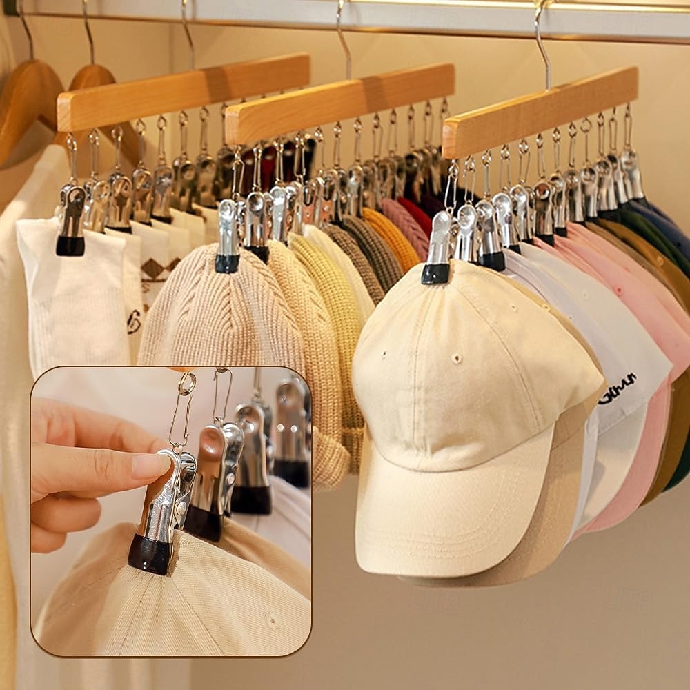garderobsorganisatör med 12 klämmor, platsbesparande hängande garderobsorganisatör, platsbesparande mössa, halsduk, klädnypor för jeans, kjolar, strumpor, byxgalgar med klämmor 2026 - $9.99 –P6