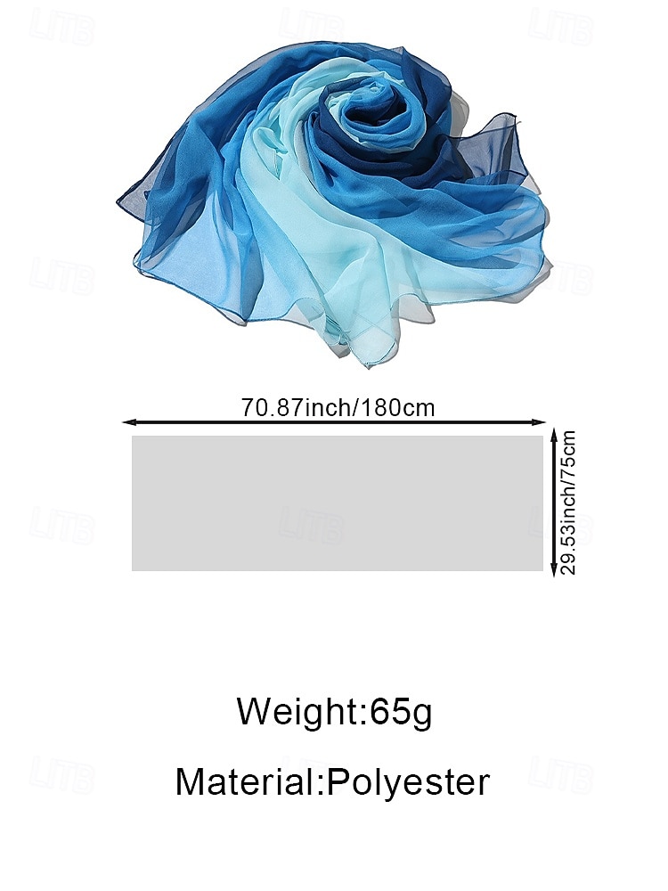 Women's Boho Gradient Chiffon Shawl Scarf, Multi-Color,Lightweight Polyester Wrap for Casual Wear, Travel, Vacation, Beach and Resort Styling 2026 - $11.99 –P14