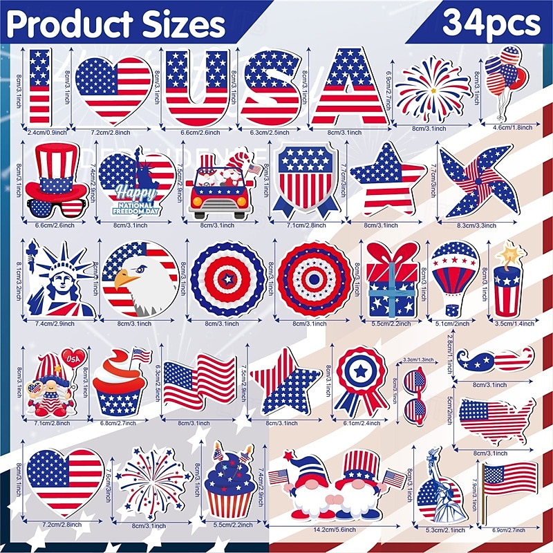 Набор магнитов на холодильник ко Дню независимости, персонализированные мягкие магниты, праздничные декоративные магниты, украшения для дверных рамок автомобилей и вечеринок. 2026 - $12.99 –P6
