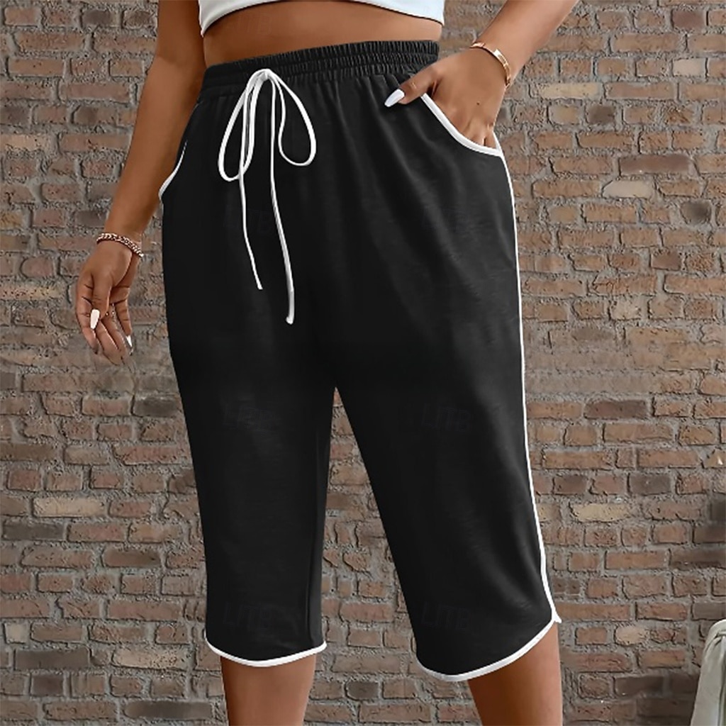 Women's Trousers Capri Pants Summer Pants Beach Pants Vacation Fashion Casual Daily Capris High Waist Plain Drawstring Patchwork Pocket Comfort Lightweight Breathable Micro-elastic Streetwear Beach 2026 - $20.99 –P4