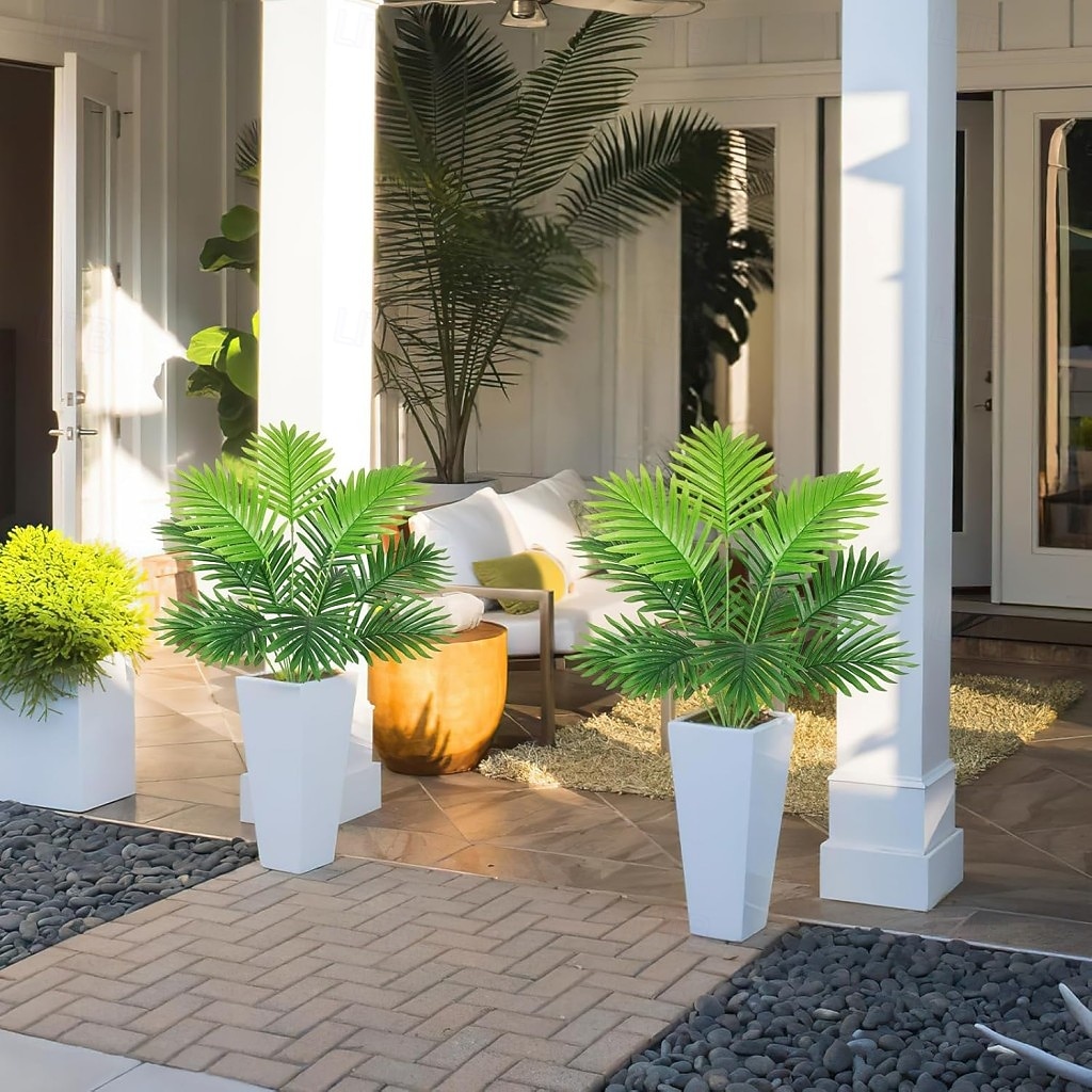 2 ks umělých rostlin arekové palmy (bez květináče), umělé rostliny, umělé podlahové rostliny, umělé tropické palmy, umělá zeleň, rostliny pro vnitřní a venkovní dekoraci domácí kanceláře. 2026 - $16.99 –P8