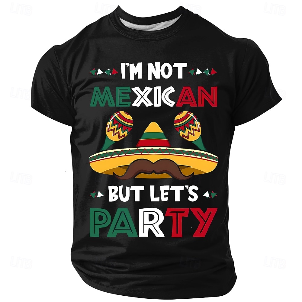 Camiseta de hombre para el Cinco de Mayo con estampado de chiles y motivos mexicanos. Manga corta, cuello redondo, estilo casual. Ideal para celebraciones. Tallas: S, M, L, XL, XXL y XXXL. 2026 - $21.99 –P5