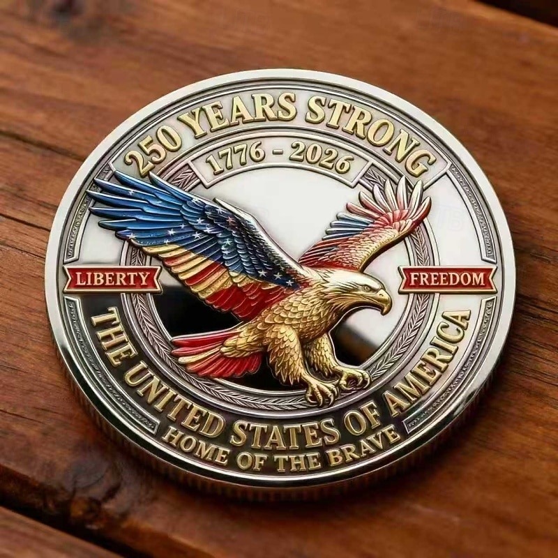 U.S 250th Anniversary Commemorative Coin Celebrating Semiquincentennial with American Flags and Eagle Designs Patriotic Souvenir 2026 - $19.99 –P1