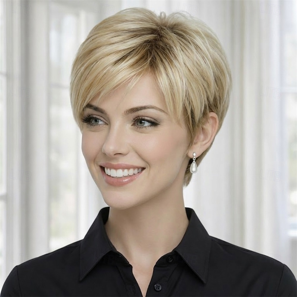 Peruca pixie loira curta e chique para mulheres - moderna e elegante. de 2026 por $34.99 –P4