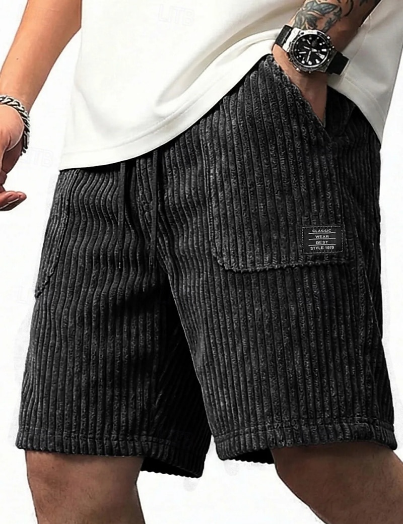Per uomo Shorts Pantaloncini casual Pantaloncini di velluto a coste Tasca Semplice Comodità Traspirante Corto Casuale All'aperto Vacanza Vacanza Streetwear Nero Bianco Inelastico del 2026 a $25.99 –P8