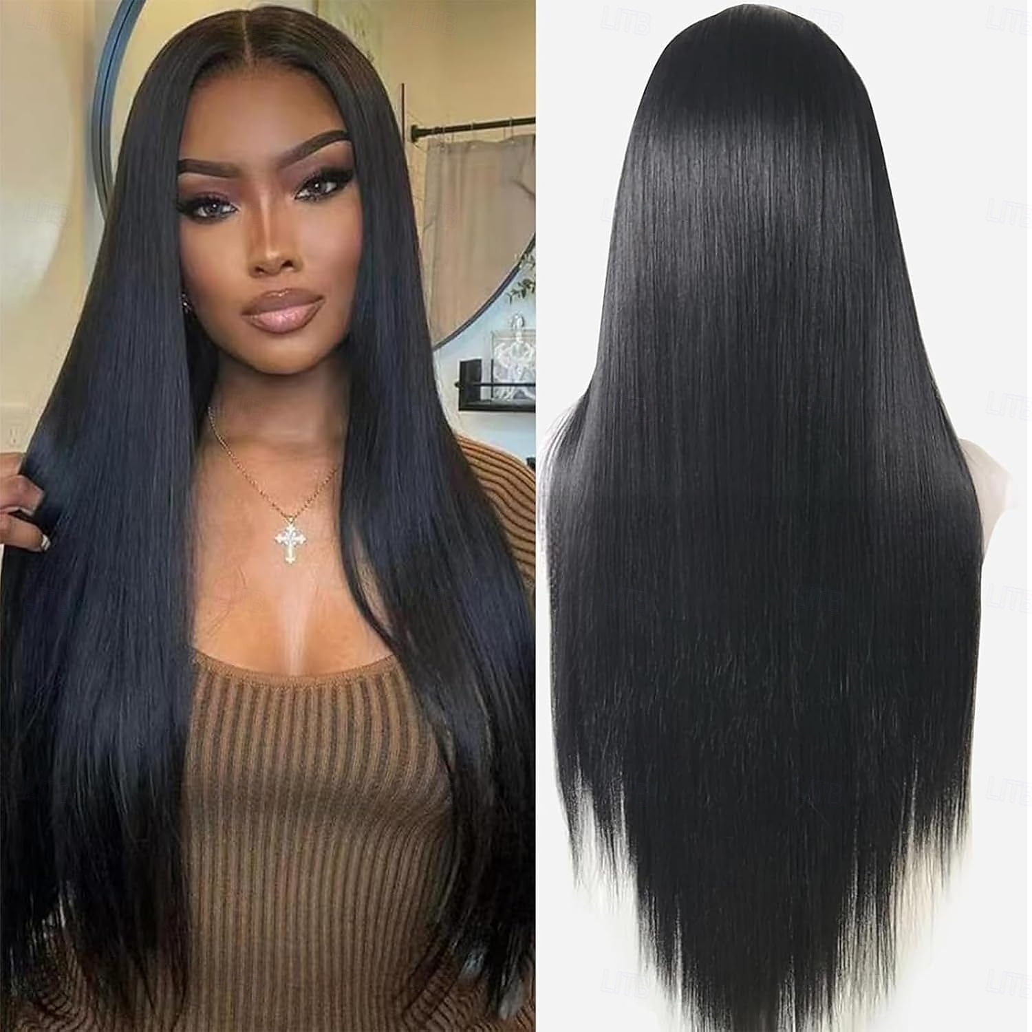 Peruca de cabelo humano liso com renda frontal completa, densidade de 150%, para mulheres. de 2026 por $280.39 –P1