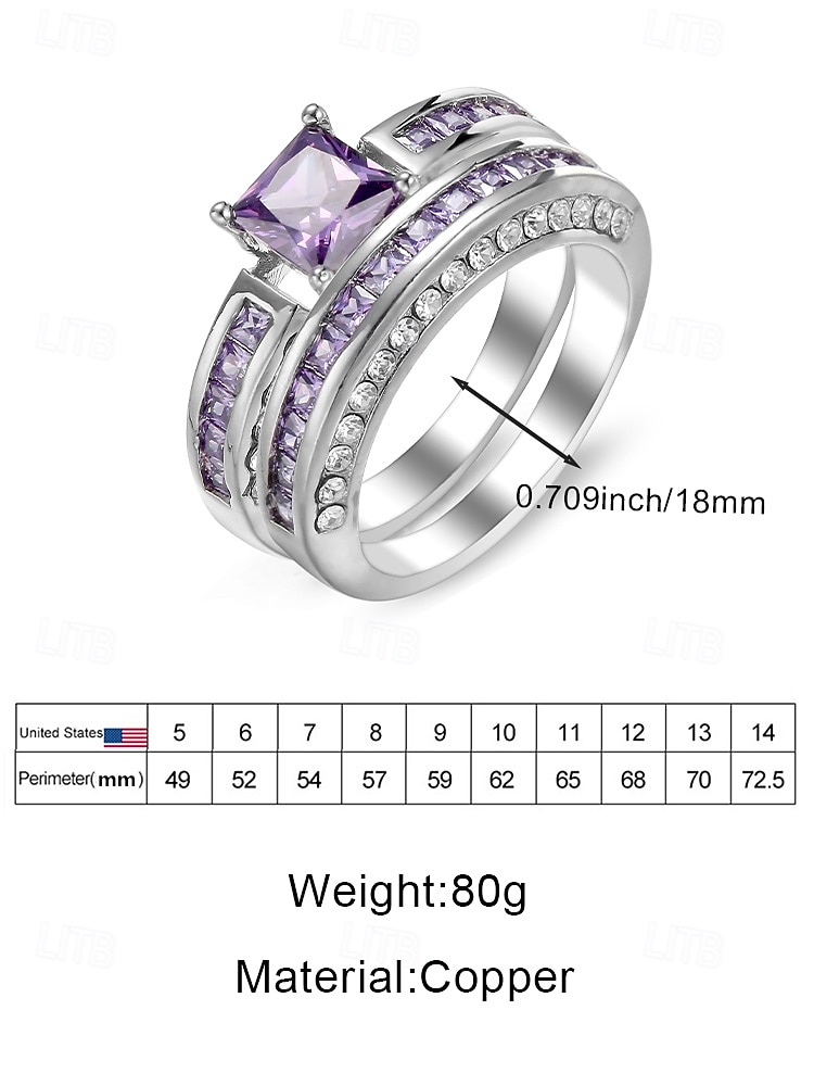 Women's Ring Set, Copper with Cubic Zirconia, Multi-Color, Elegant Matching Rings for Weddings, Parties, and Formal Events, Perfect Bridal or Evening Jewelry 2026 - $11.99 –P9