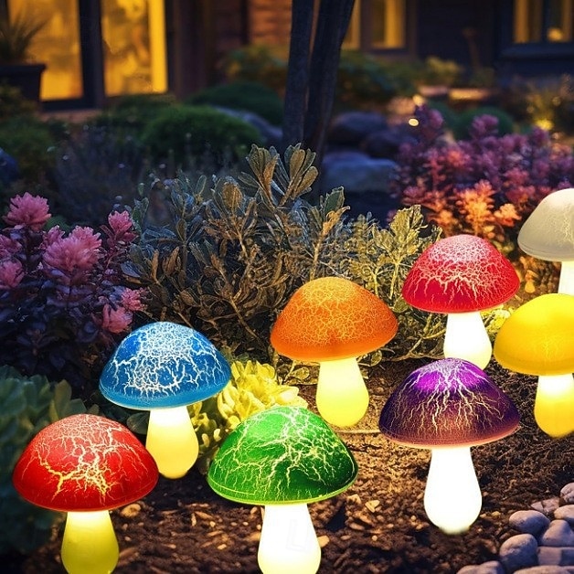 8 w 1, zewnętrzne, wodoodporne, solarne lampy trzaskające w kształcie grzybków, dekoracyjne lampy LED do ogrodu, podwórka, kwietnika, ścieżki, trawnika, patio, willi, gospodarstwa – letnie oświetlenie 2026 - $26.99 –P2