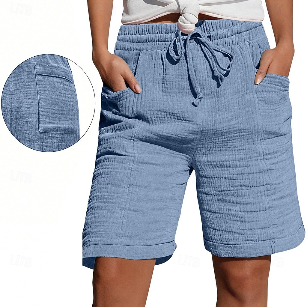 Damen Bermudashorts Shorts Sommershorts Strandshorts Urlaub Mode Alltagstauglich Knielang Hohe Taille Einfarbig Einfach Kordelzug Tasche Elastischer Bund Komfort Weich Atmungsaktiv Mikroelastisch 2026 - $28.99 –P10