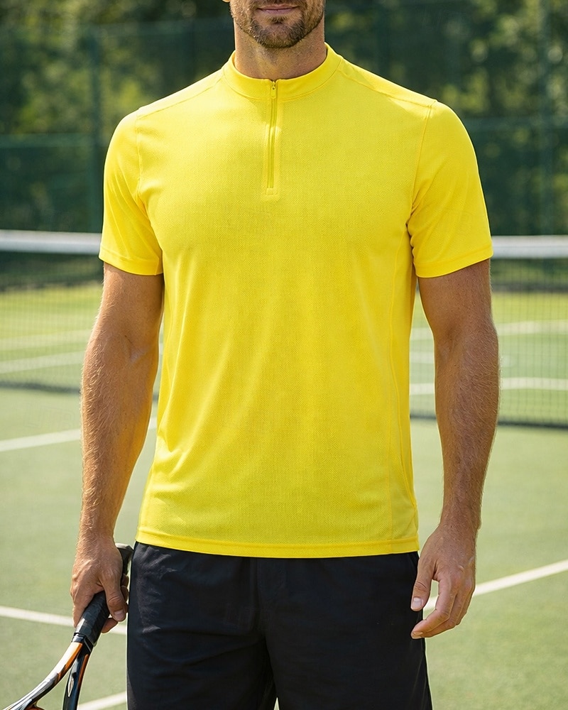 Męskie Solidne kolory Koszulka sportowa Koszulka do tenisa Koszulka tenisowa Krótki rękaw Quarter Zip Szybkie wysychanie Elastyczny Odprowadza wilgoć Oddychający Bransoletka tenisowa Buty golfowe 2026 - $21.99 –P2