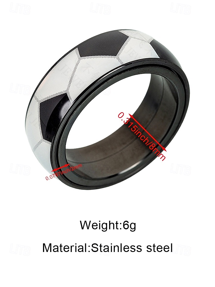 Men's Soccer Spinner Ring Stainless Steel Fidget Band in Multiple Ball Colors for Soccer Matches, Fan Support, Casual Daily Wear & Game Day Style 2026 - $11.99 –P11