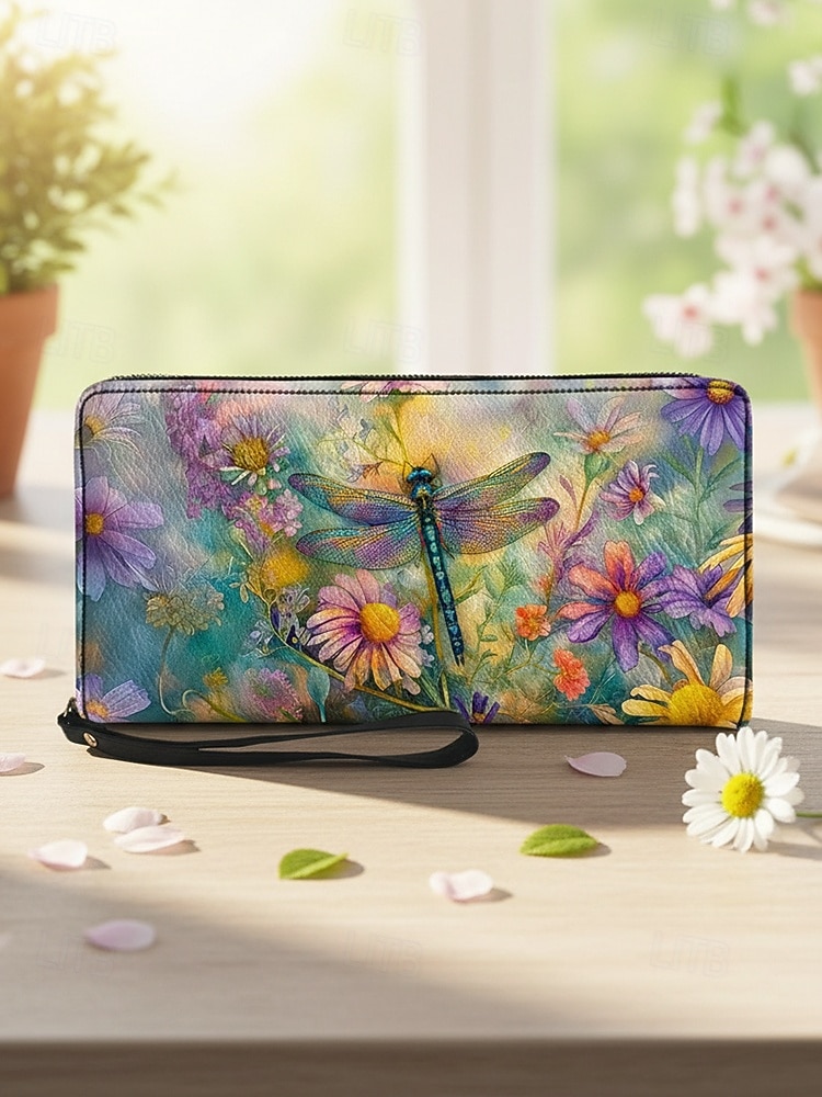 Γυναικείο πορτοφόλι από τεχνητό δέρμα, με πολλαπλά σχέδια λιβελούλας, μεγάλη χωρητικότητα με πολλαπλές θήκες, ιδανικό για καθημερινή χρήση, διακοπές και ταξίδια 2026 - $18.99 –P4