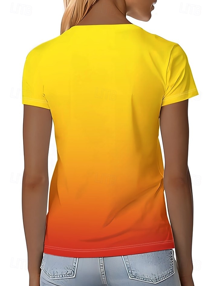 Femmes T-shirt Imprimé Graphique Abstrait Bohème ancien Élégant Manche Courte Col ras du cou Hauts Réguliers Quotidien Bleu Jaune Rose Claire Violet Claire Fuchsia Été Printemps de 2026 ? $22.99 –P8