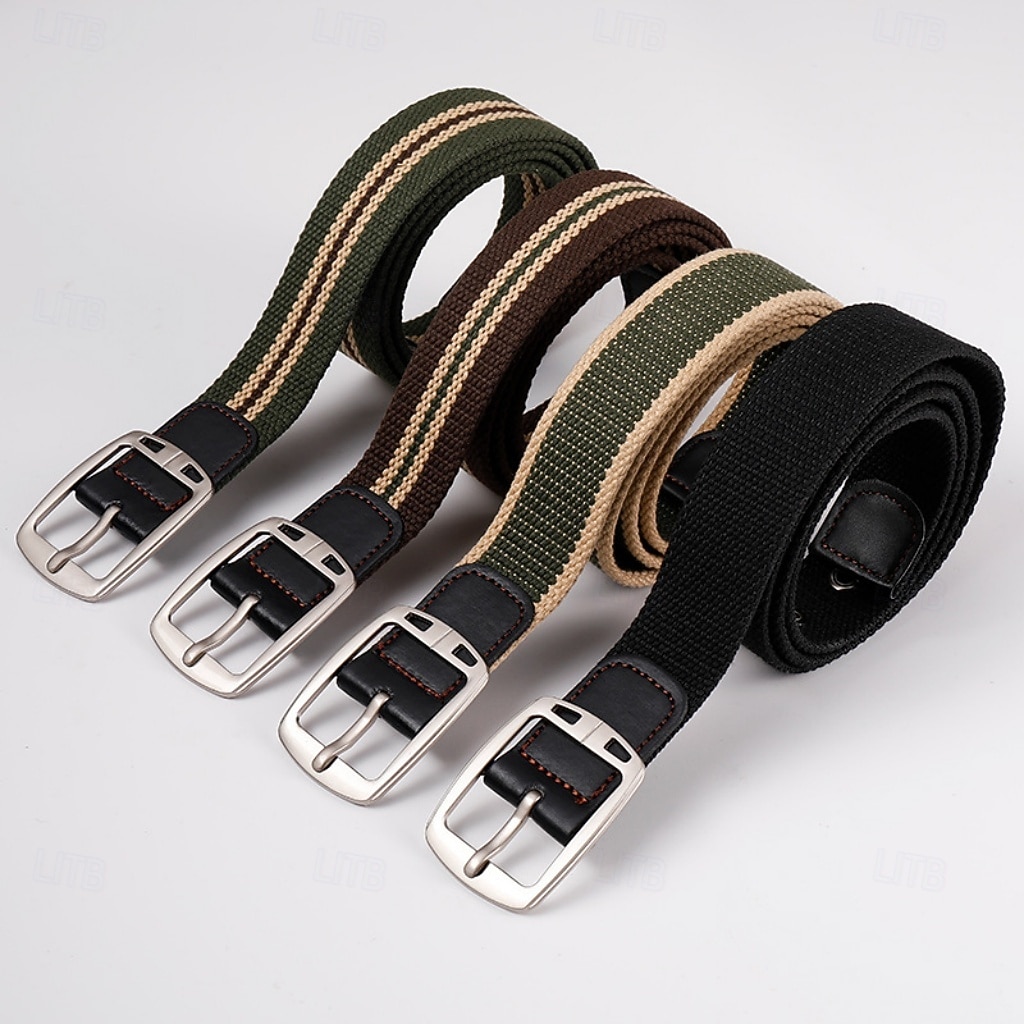 Herren Gürtel Verstellbar Chrom Segeltuch Streetwear Zeitgenössisch Freizeit Farbblock Schwarz Braun Täglich Outdoor Taillengürtel 2026 - $5.49 –P1