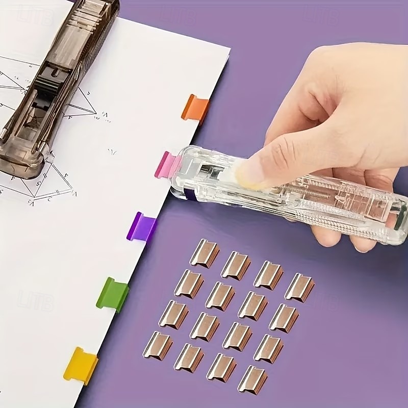zestaw mini zszywaczy wielokrotnego użytku w kolorze czarnym &biały – zawiera 50 kolorowych &50 srebrnych zszywek w etui, przenośne &trwałe do użytku w biurze, szkole i domu 2026 - $16.99 –P6