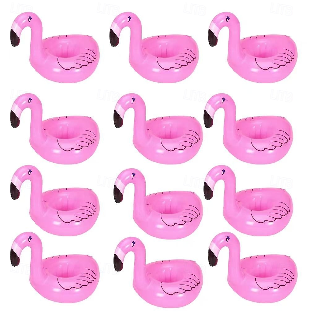 12 יחידות מחזיקי שתייה מתנפחים בצבע פלמינגו - תחתיות לכוסות צפות חמודות, אביזר למסיבת בריכה רב פעמי, מושלם למסיבות בריכה בקיץ, שומר על המשקאות מעל המים 2026 - $21.99 –P2