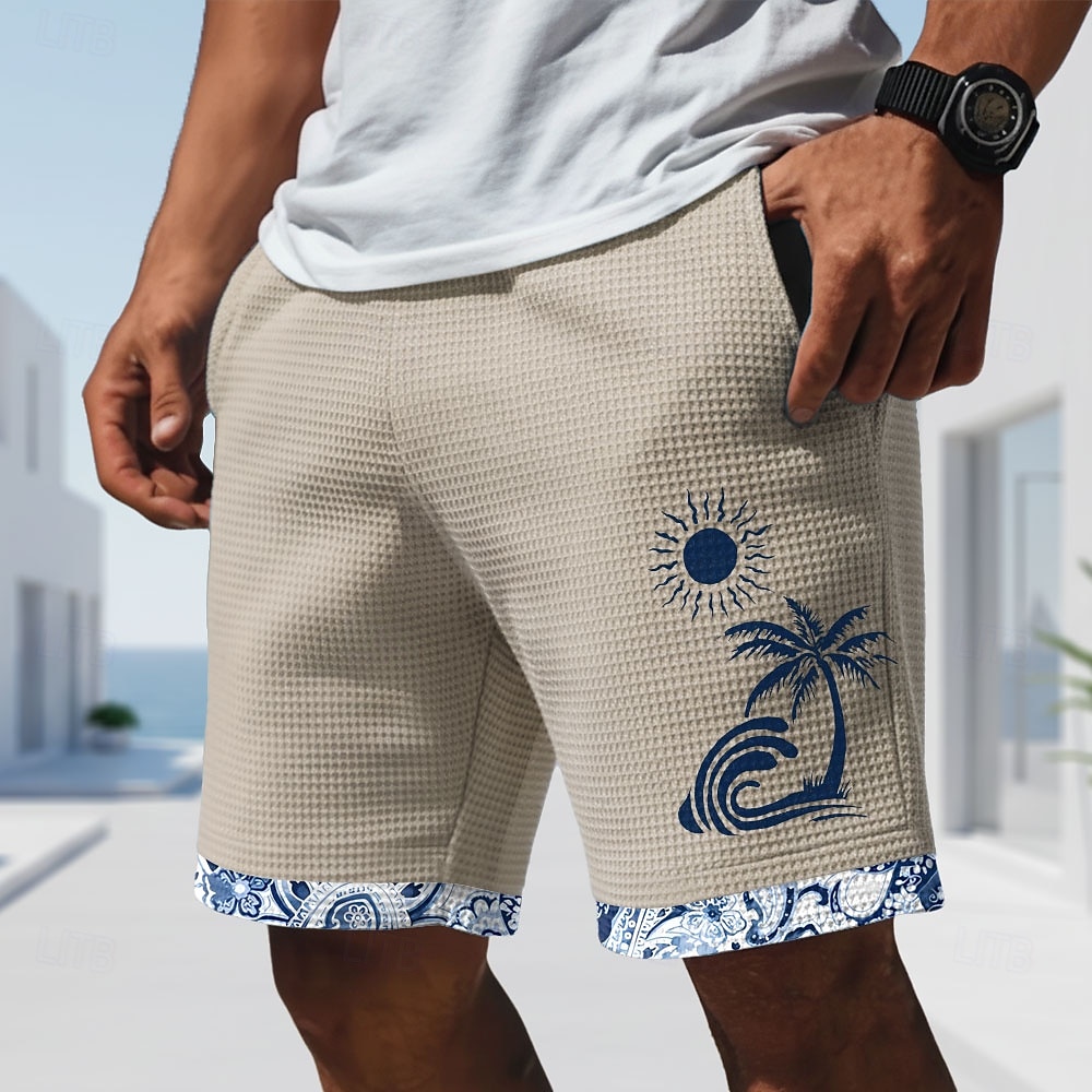 Herren Kokospalme Blumendruck Tropische Blumen Waffel-Shorts Freizeitshorts Shorts mit Struktur Mittlere Taille Hawaiihemd Outdoor Urlaub Elastischer Kordelzug in der Taille Shorts mit Taschen 2026 - $22.99 –P4