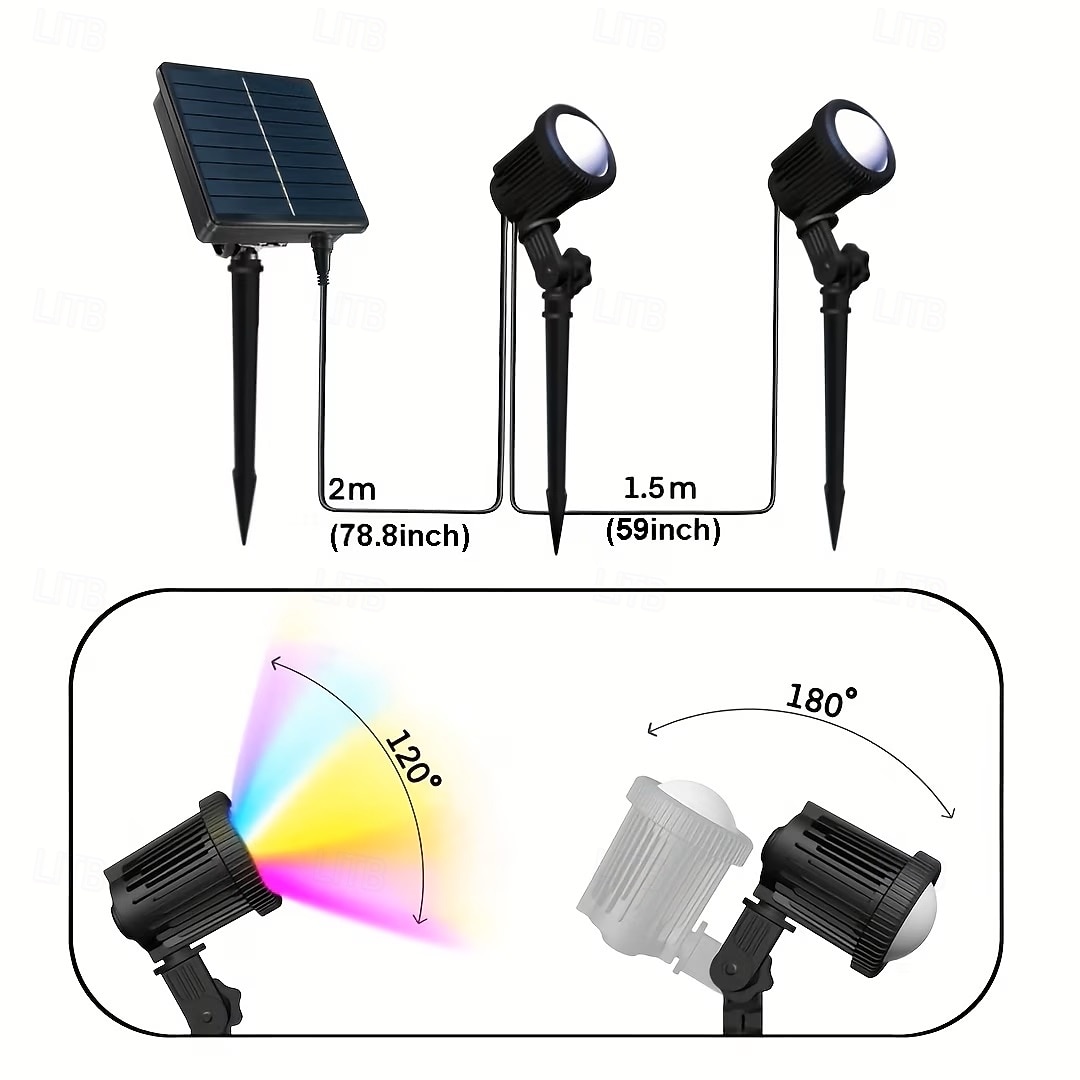 2 In 1 Solar LED Lawn Spotlight Outdoor Waterproof COB Courtyard Landscape Tree Light Park Villa Backyard Path Pool RGB Floodlight 2026 - $48.99 –P12