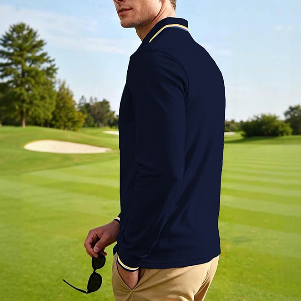 Men's Golf Shirt Golf Polos Shirts Casual Street Lapel Long Sleeve Basic Modern Plain Buttons Spring Fall Regular Fit Black White Red Navy Blue Dark Grey Light Blue Golf Shirt 2026 - $20.99 –P19