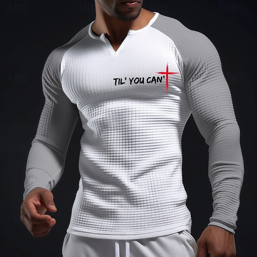 Chemise Bibles pour Hommes Croisés Bible Jusqu'à Ce Que Tu Puisses' Chemise à Col Henley V-Neck Manches Longues Graphique Texturé Waffle Ajustement Slim Fit Muscle Église Vêtements Designer de 2026 ? $23.99 –P2