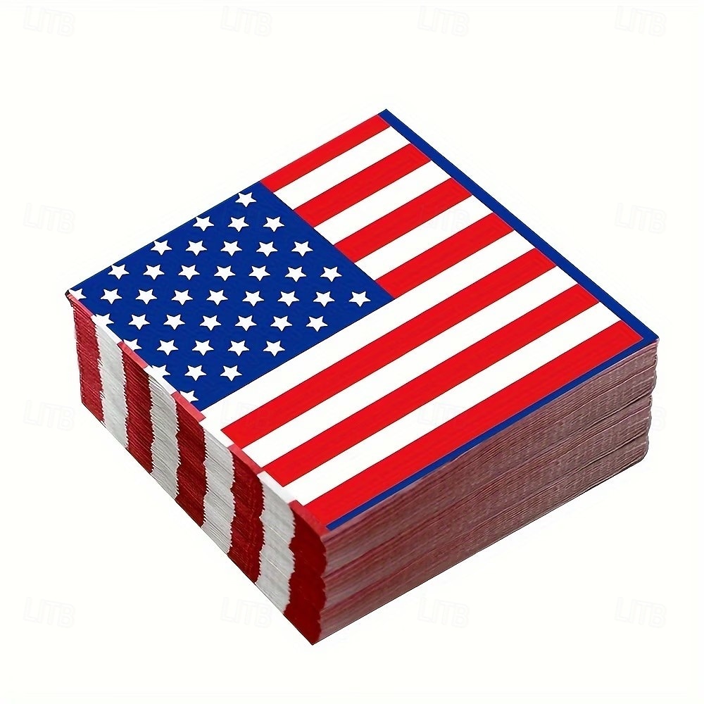 50 st patriotiska 4 juli-servetter, amerikanska flaggan, pappersservetter för självständighetsdagen, 250-årsjubileum, minnesdagen &firandet av veteranernas dag 2026 - $15.99 –P3