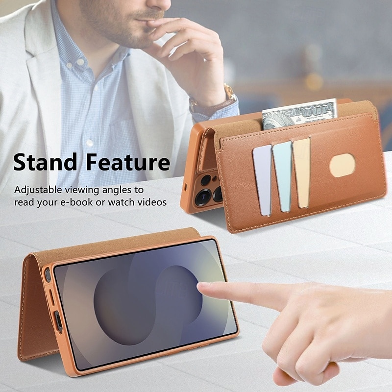 Phone Case For Samsung Galaxy S26 Ultra Plus S25 Ultra Plus S25 Edge S24 Plus Wallet Case with Stand Holder Full Body Protective Shockproof TPU PU Leather 2026 - $23.99 –P24