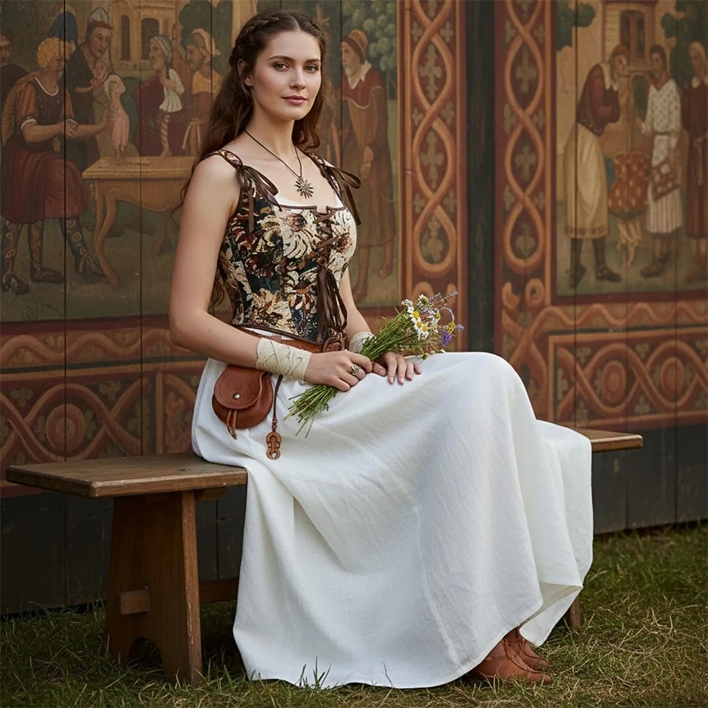 Kostymer i middelalderstil Renessanse Cottagecore Korsett Bodice Viking Bonde Blondér Blomstret Jacquardvevnad Kostyme Dame Keltisk fantasi Halloween Karneval Ytelse LARP Ren Faire Voksne Korsett 2026 - $29.99 –P5