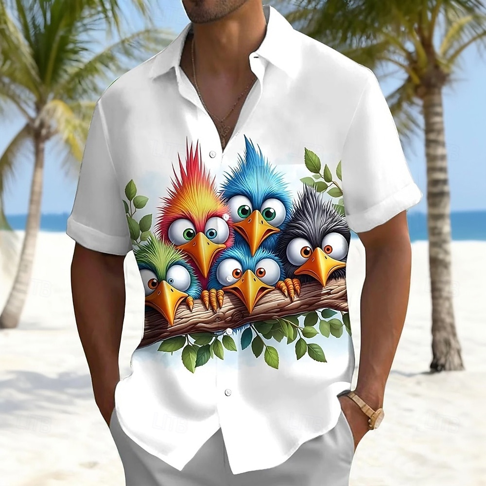 Per uomo Cartoni animati Pulcino Divertente Camicia hawaiana estiva Camicia con Bottoni Camicia Aloha Manica Corta Hawaiano Vacanza al Mare Estate Primavera Collo ripiegato Stampa 3D camicie con del 2026 a $25.99 –P1