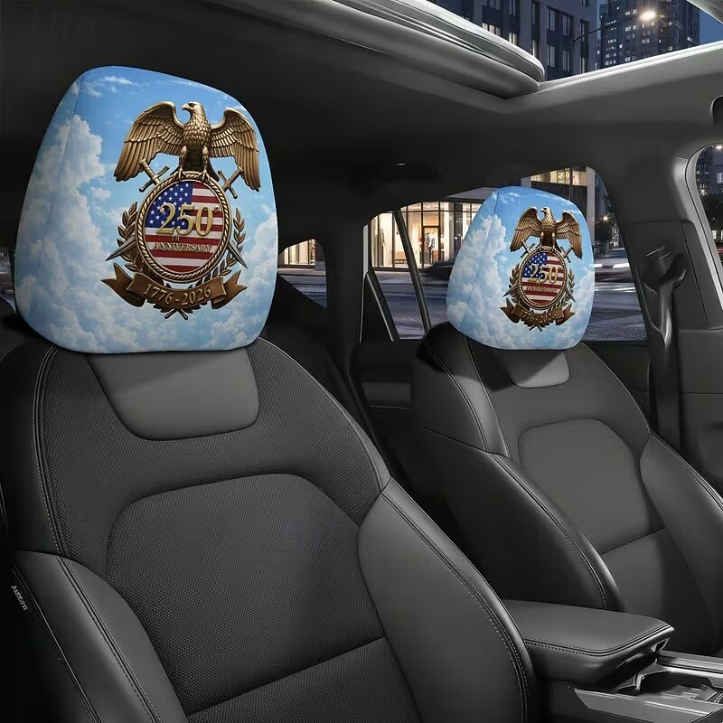 2026年 2個のアメリカ国旗独立プリントの車のヘッドレストカバー、高弾性設計で詰め物のないシート保護、車のシートヘッドレストカバー、車用シートクッション、愛国的なテーマ、車の内装  コレクション – $9.49 –P8