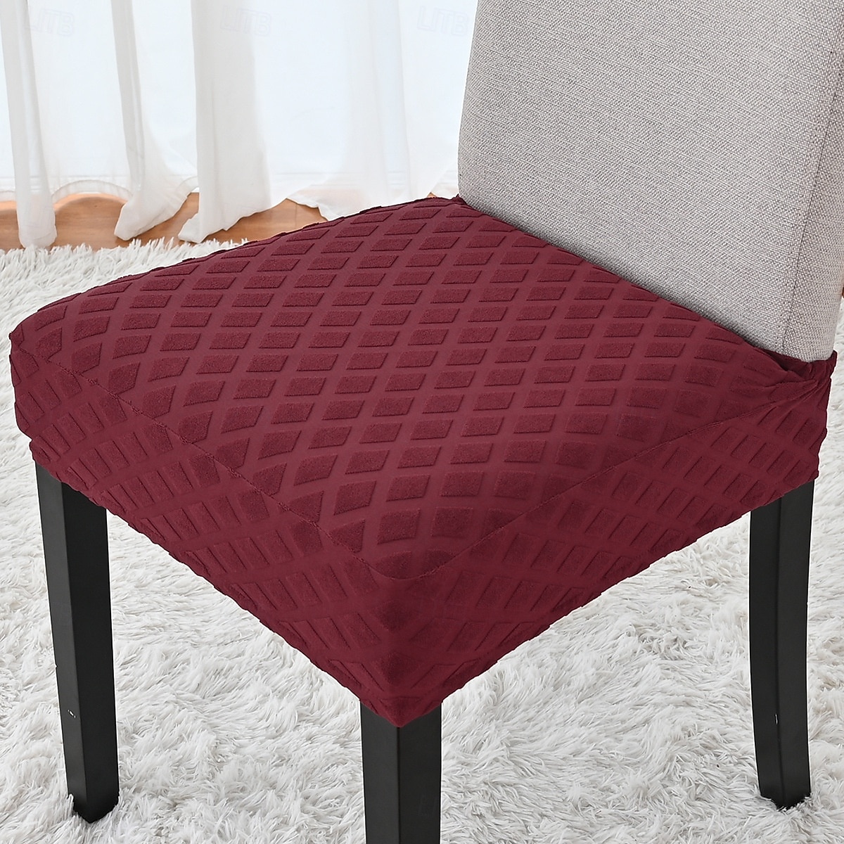 Strečový žakárový diamantový potah na sedák s elastickým potahem, dvojité elastické pásky, prachotěsný chránič sedáku do jídelny, kuchyně, hotelu 2026 - $8.99 –P12