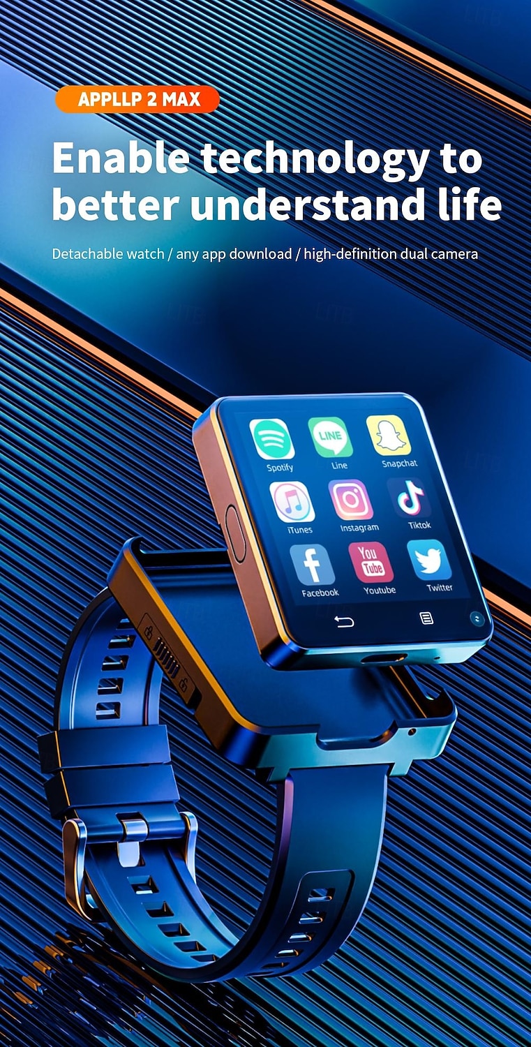 LOKMAT APPLLP 2 MAX Smart Watch 2.64 inch 4G LTE Cellular Smartwatch Phone Pedometer Call Reminder Alarm Clock Compatible with Null Unisex GPS Hands-Free Calls Media Control IPX-4 57mm Watch Case 2026 - $243.89 –P1