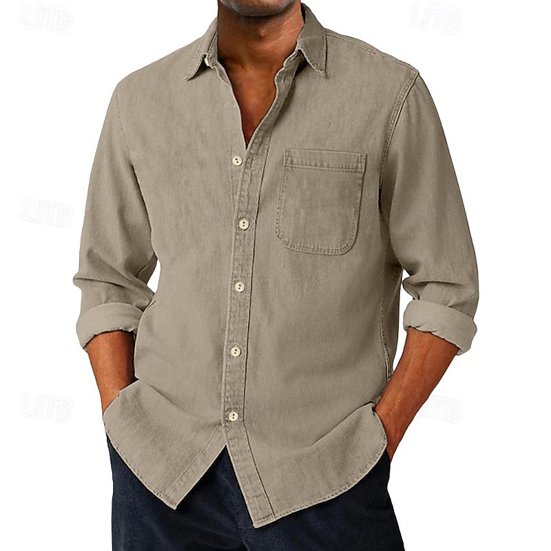 Camicia da Uomo SoftFade™ Camicia Casual Camicia Button Up Camicia Cargo Camicia Acid Wash Rossa Manica Lunga Piana Colletto Quotidiano Abbigliamento Esterno Moda Moderna Casual Comfort del 2026 a $31.99 –P9