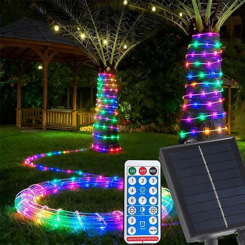 100 m-es kültéri napelemes fényfüzér, 1000 LED, IP65 vízálló, 31 V-os napelem &USB-ről tölthető, 8 funkciós távirányítóval, dekoratív LED-es lámpák kertbe, teraszra, medencébe, esküvőre, partira 2026 - $125.99 –P6
