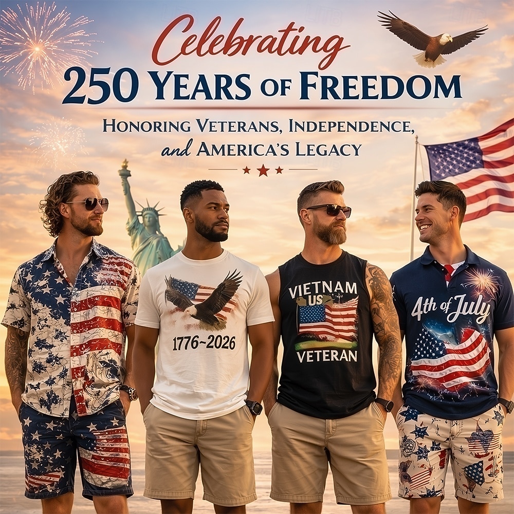 4. července 2026 250. Pánské Americká vlajka veteráni Polokošile na zip Golfová košile Krátký rukáv Polo tričko Košile s límečkem Na běžné nošení Streetwear Oblečení na dovolenou Párty oblečení 3D 2026 - $23.99 –P8