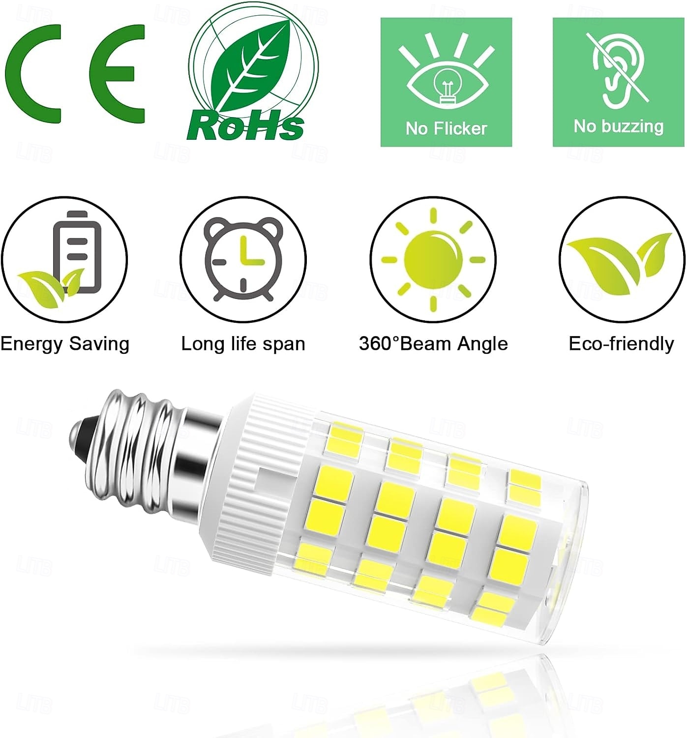 2 Pcs E12 LED Bulb 5W Equivalent to 40W C7 Replacement Bulbs Clear Type B Candelabra Base Bulbrite Daylight White 6000K Non-Dimmable 2026 - $14.49 –P3