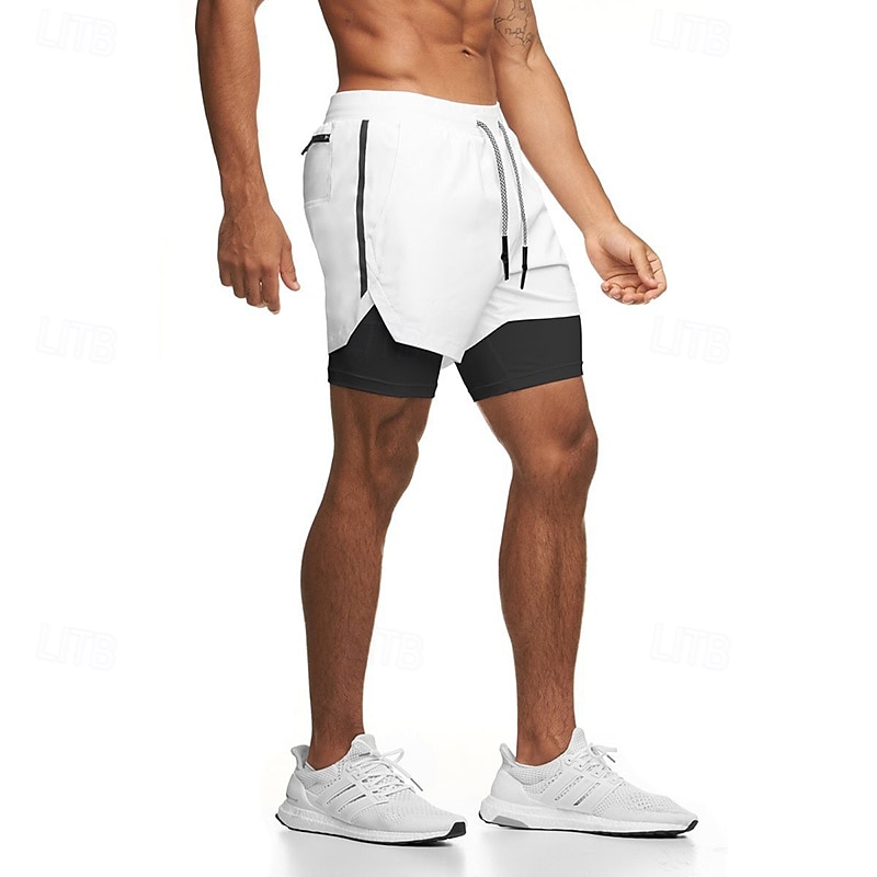 Voor heren Hardloopshorts Atletische shorts Sportbroek Trekkoord Zak 2 in 1 Met compressievoering Short / Broekje Casual Dagelijks Buiten Zomer Lente Sneldrogend Lichtgewicht Vochtregelerend 2026 - $21.99 –P15