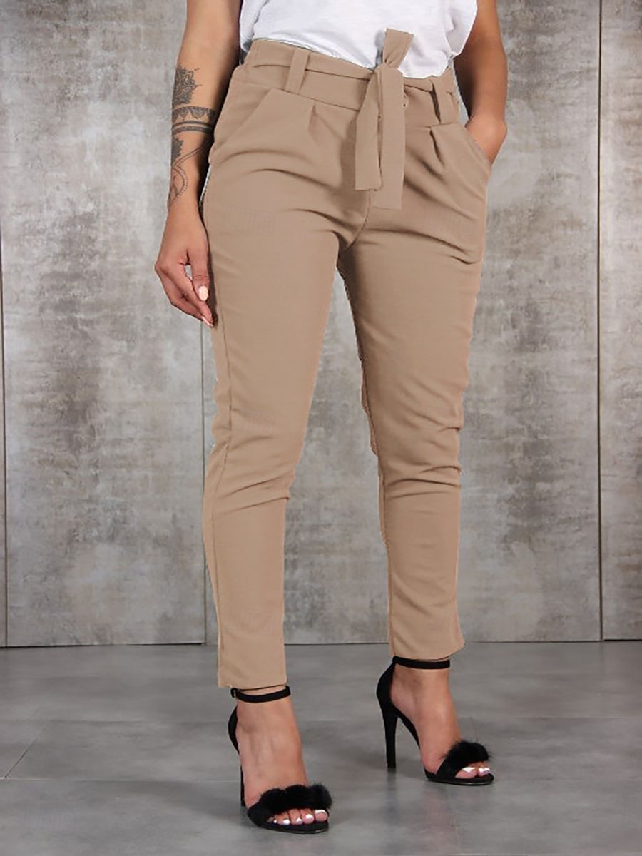 Damen Tapered Hose Chinos Urlaub Streetwear Lässig Knöchellang Mittlere Taillenlinie Einfach Kordelzug Tasche Elastischer Bund Bequem Atmungsaktiv Mikroelastisch Täglich Outdoor Streetwear Schwarz 2026 - $14.99 –P2