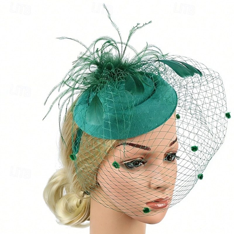 Fascinator Piume Rete Matrimonio Compleanno Vintage Carino Retrò Con Piuma Tulle Copricapo Copricapo del 2026 a $11.49 –P6