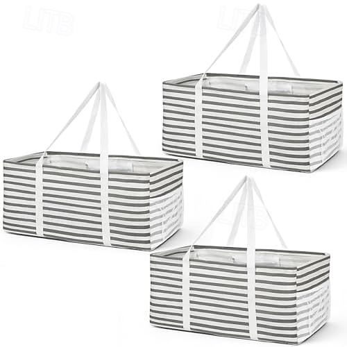 حقيبة تسوق كبيرة قابلة لإعادة الاستخدام سعة 38 لترًا مزودة بإطار سلكي &حقيبة تسوق قابلة للطي مع مقابض، مثالية للتخزين والنزهات والشاطئ وغسيل الملابس &منظم صندوق السيارة 2026 - $22.99 –P8