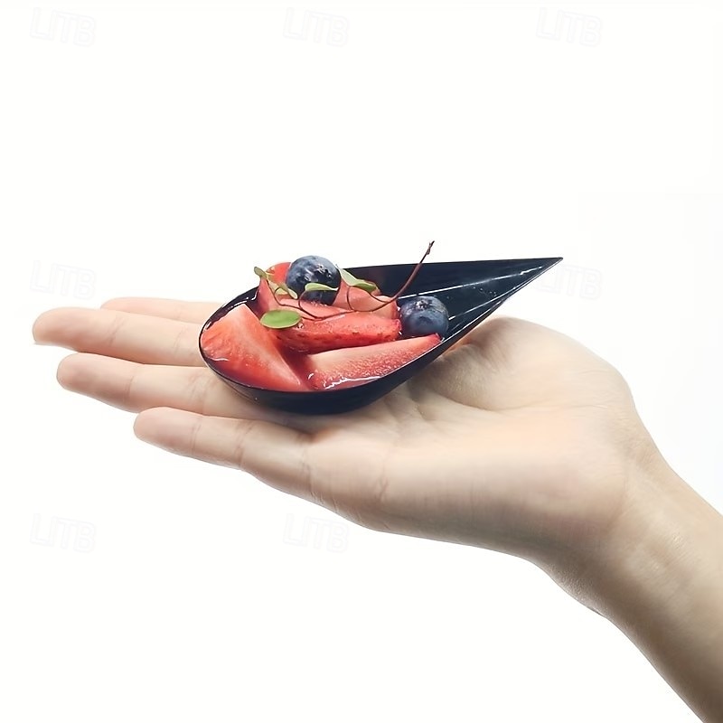 50 st svarta droppformade kryddskålar för engångsbruk, mini-förrätt &såstallrikar, återanvändbara, perfekta för picknick, camping och servering av kryddor som chilisås 2026 - $15.99 –P8