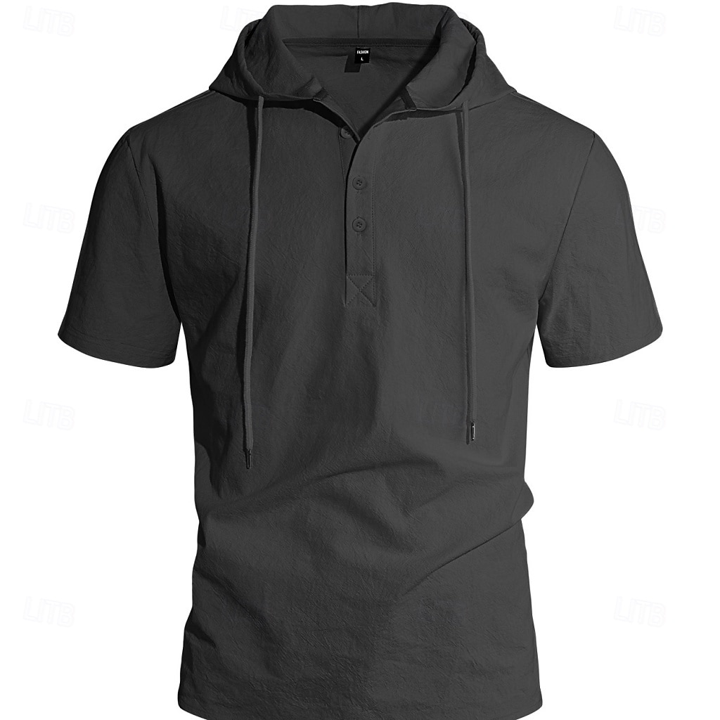 Men's Shirt Linen Shirt Button Up Shirt Solid Color Casual Beach Black White Navy Blue Khaki Short Sleeve Hoodie Summer Spring Clothing Apparel Buttons 2026 - $25.99 –P10